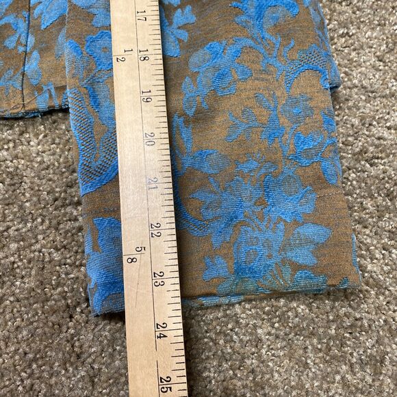 KINDRED SPIRIT Floral Brocade Jacket Large Turquoise Waist Length Tooled Design - Picture 16 of 16
